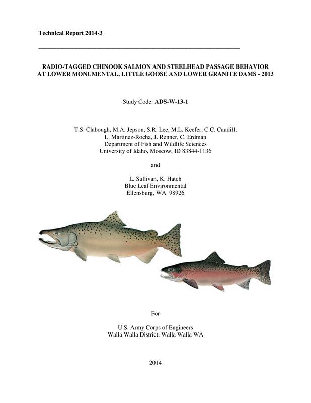 Radio-Tagged Chinook Salmon And Steelhead Passage Behavior At Lower Monumental, Little Goose And Lower Granite Dams - 2013