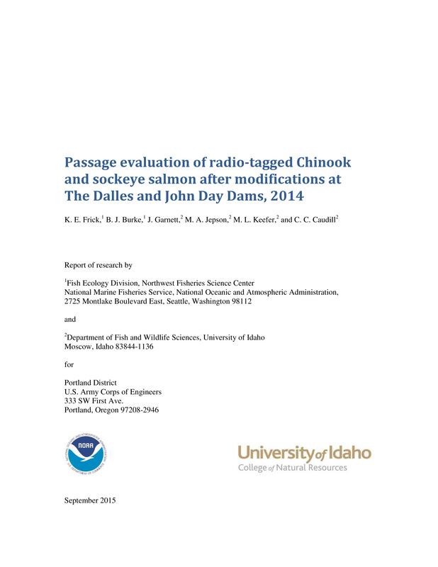 Passage Evaluation Of Radio-Tagged Chinook And Sockeye Salmon After Modifications At The Dalles And John Day Dams, 2014
