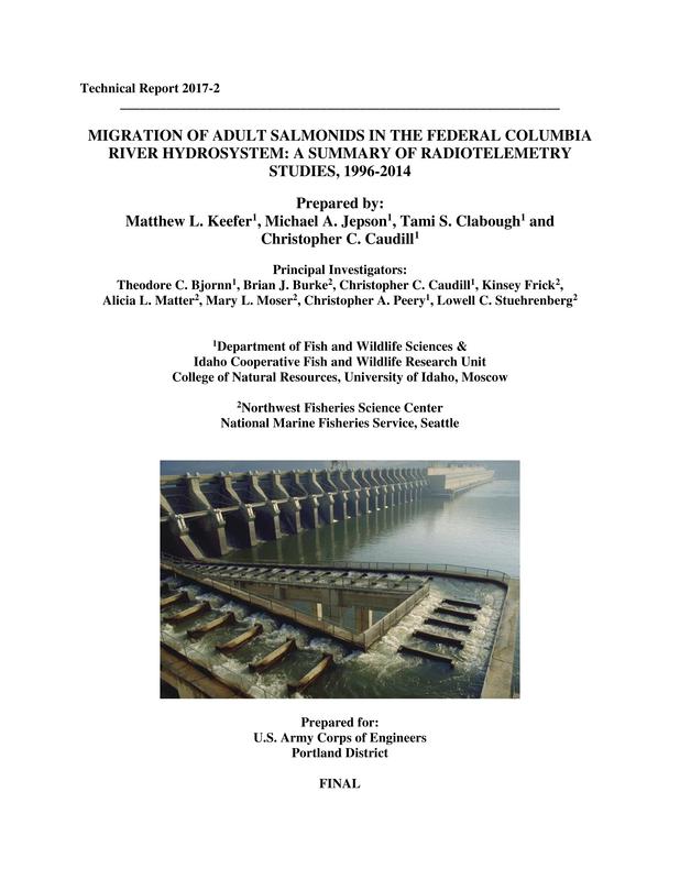 Migration Of Adult Salmonids In The Federal Columbia River Hydrosystem: A Summary Of Radiotelemetry Studies, 1996-2014