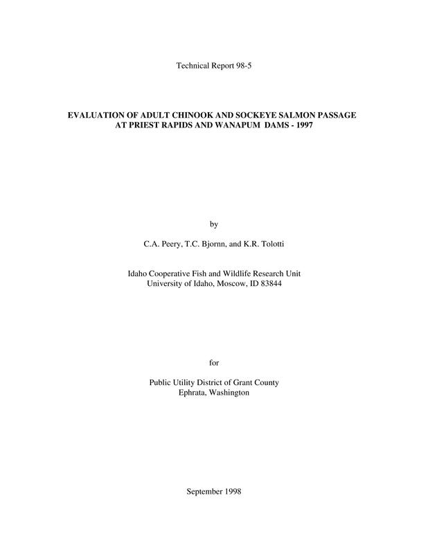 Evaluation Of Adult Chinook And Sockeye Salmon Passage At Priest Rapids And Wanapum Dams - 1997