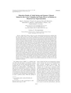 Migration depths of adult spring and summer Chinook salmon in the lower Columbia and Snake rivers in relation to dissolved gas supersaturation