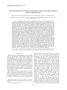 Transporting juvenile salmonids around dams impairs adult migration