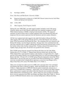 Summary of straying rates for known-origin adult Chinook salmon and steelhead in the Columbia/Snake hydrosytem