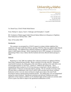 Preliminary evaluation of radio-telemetry data for June-tagged Chinook salmon at Bonneville Dam - 2009