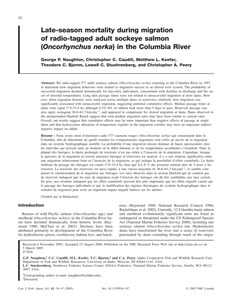 Late-season mortality during migration of radio-tagged adult sockeye salmon (Oncorhynchus nerka) in the Columbia River