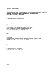 An Evaluation Of Adult Chinook Salmon And Steelhead Behavior At Counting Windows And Through Vertical-Slot Weirs Of Bonneville Dam Using Radiotelemetry: 2001-2002