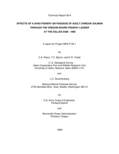 Effects Of A Shad Fishery On Passage Of Adult Chinook Salmon Through The Oregon-Shore Fishway Ladder At The Dalles Dam - 1996