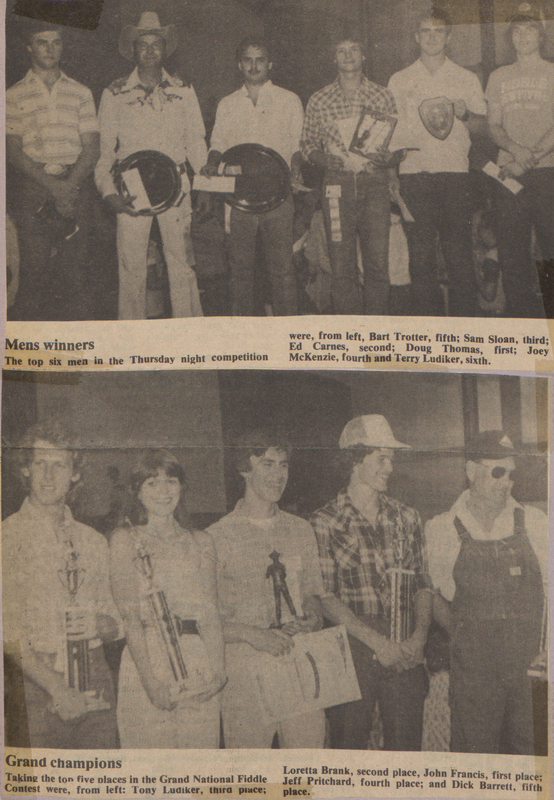 Newspaper clipping of the Mens winners and Grand champions.