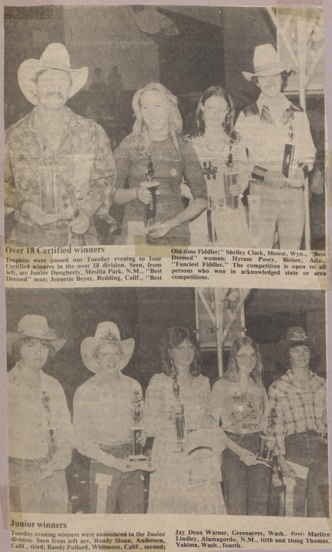 Newspaper clipping of the over 18 certified winners and the Junior division winners.