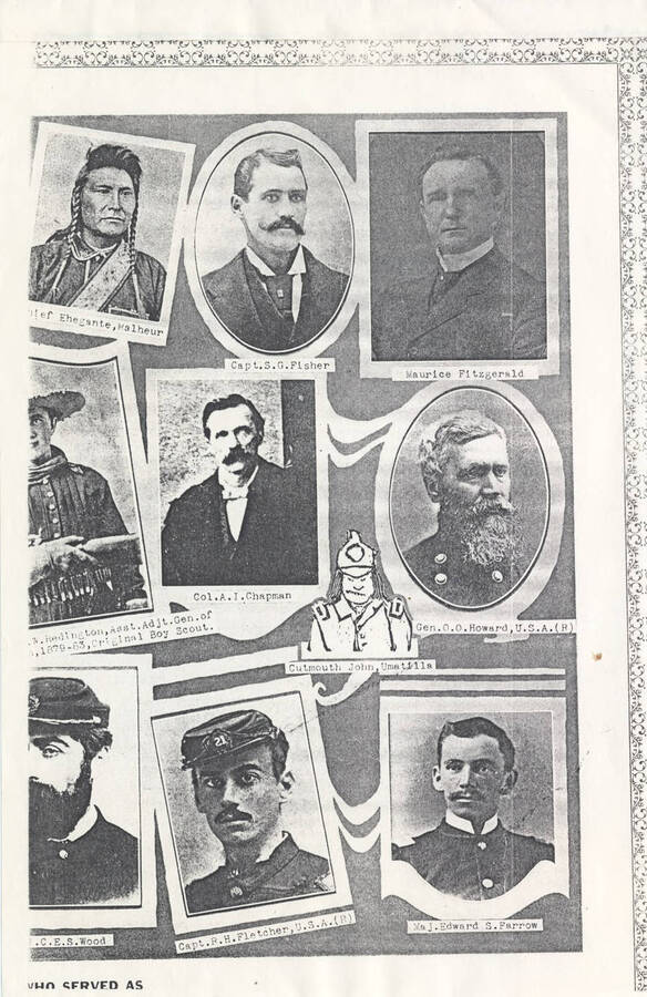 Photocopy of portraits of men who participated in the Indian Wars in the Pacific Northwest. Location of original is unknown.