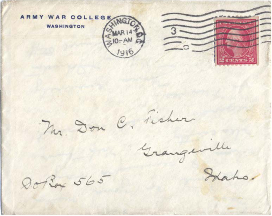 Letter and postmarked envelope from Lt. Col. William Johnson, a friend of Stanton Fisher.