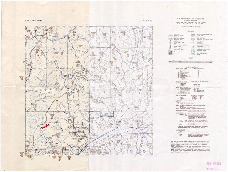 A forest survey map of Boise National Forest.