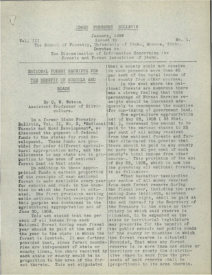 A summation of the economic benefits brought to Idaho via 'her' forests, including authorized federal funding for roads in various states.