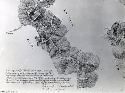A hand drawn map of the Idaho Montana border.