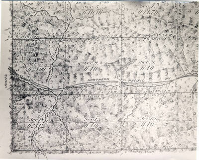 A hand drawn map of the Northern Pacific Railroad.