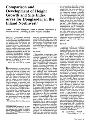Stem analysis data from Douglas-fir (Pseudotsugam enziesii) collectetd throughout the inland Northwest were used for testing height growth and site index equations. The equations performed well in northern and centraI ldaho, northeast Oregon, and northeast Washington on vegetative types similar to those sampled in model development. However, if the equations were applied on drier sites outside the original geographic study area, overestimates of height growth and underestimates of site index could result. Therefore, revised height growth and site index equations are presented for western Montana and central Washington.