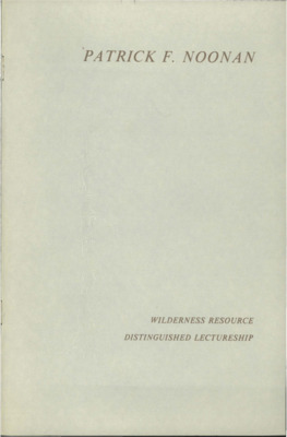 Lecture given by Patrick F. Noonan former President of The Nature Conservancy. Introduction by Dr. Ernest D. Ables: Associate Dean of the College of Forestry, Wildlife and Range Sciences, and Director of the Wilderness Research Center at the Univeristy of Idaho. The lecture opens with a brief history of conservation as an idea in the United States and the current state of urbanization and pollution as well as predictions of urbanization in the future. The lecture goes on to describe the current attitude towards conservation and the environment in the 1980's and how that attitude is beginning to change. The lecture also touches on the education of real estate developers about conservation, that is to say, little or none. The attitude to shift is viewing the land as a commodity, to viewing it as a resource. It highlights the tension between the need for both urban growth and conservation in the future, an interdisciplinary effort. The lecture outlines some of the most pressing problems for conservation in the 80's. Another perspective change is the percieved value of the 'free work' of nature, and how to evaluate the economic value of nature as it exists as a whole, not just it's resources. The lecture closes with a commendation to organize and to work together to continue to make conservation more efficient in the future. Bibliography included.