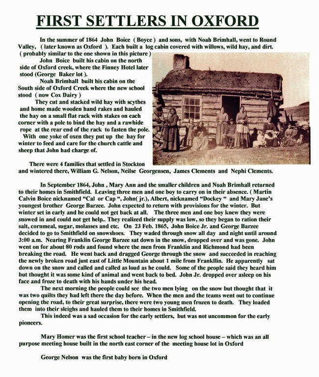 Brief history and picture about the first setters in Oxford, Idaho