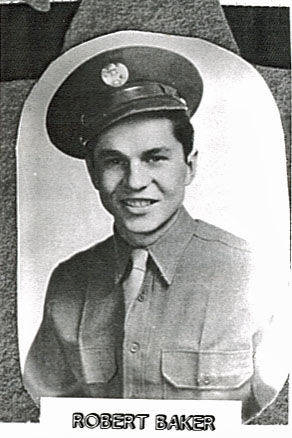 A person in military uniform with a cap is smiling. Below, the text reads "ROBERT BAKER."