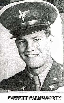 A person in military uniform with a hat, displaying insignia on the lapels and hat. Below the image, the text reads "EVERETT FARNSWORTH."