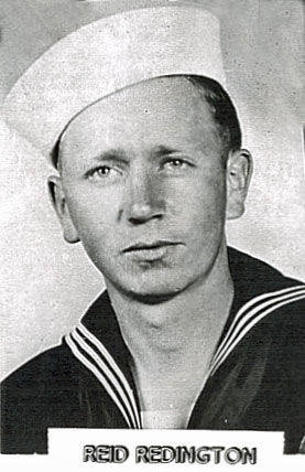 A person wearing a naval uniform and hat is shown facing forward. Below the figure, there is text reading "REID REDINGTON."