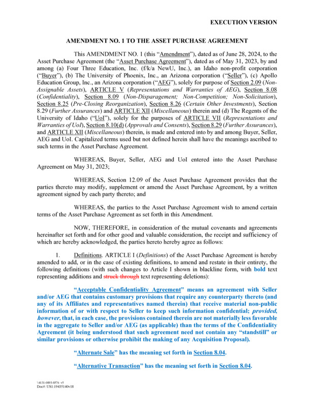 Purchase Agreement Amendment