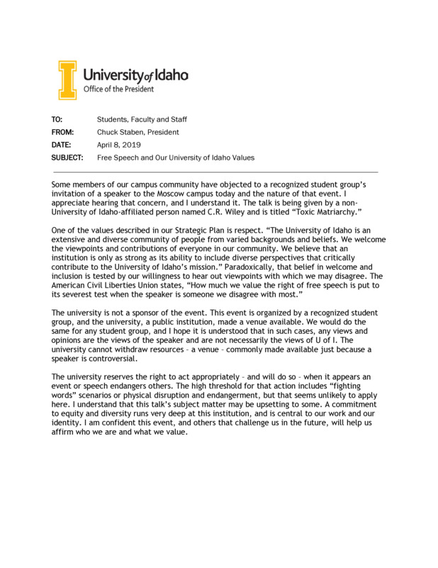 Free Speech and Our University Values