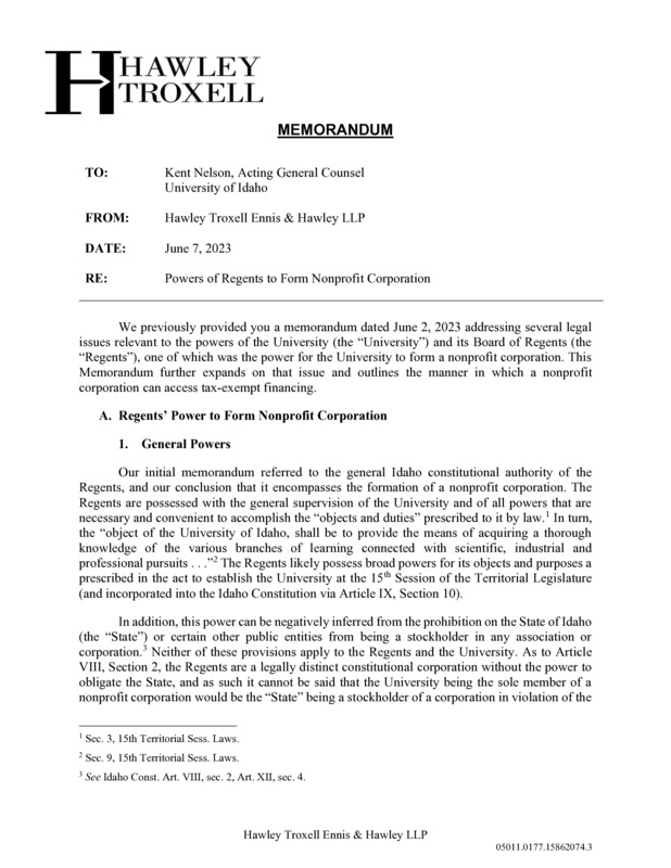 June Memo, Response About Legality