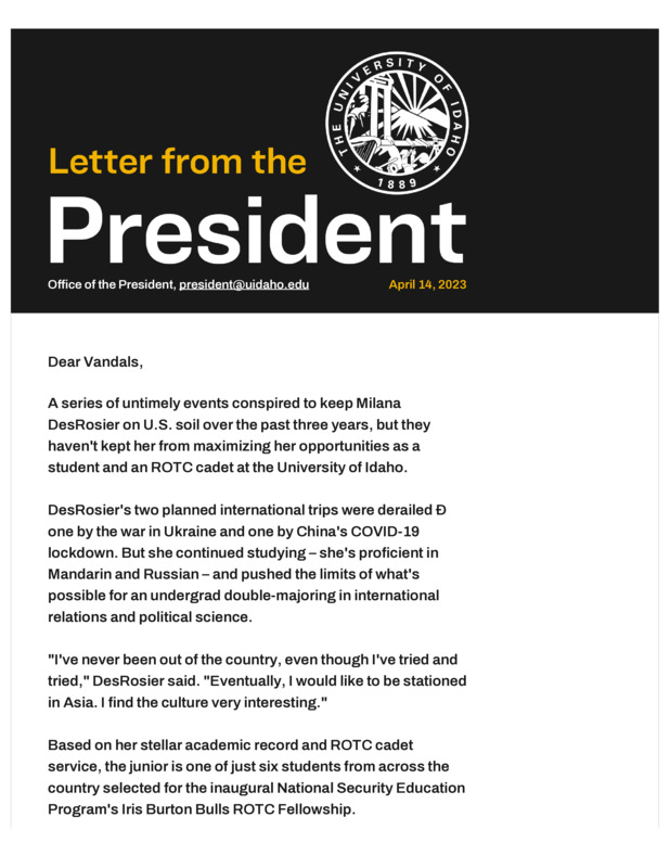 Friday Letter April 14, 2023