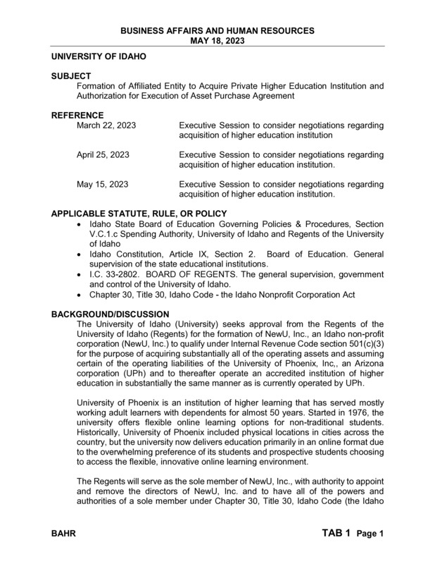 May 18 Board Materials