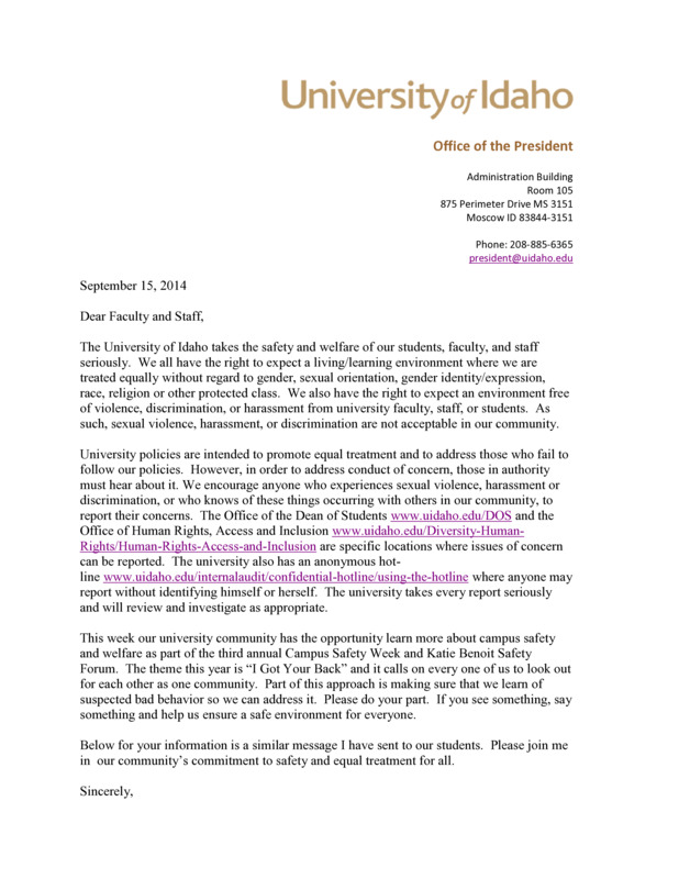 UI Community Safety from President Chuck Staben