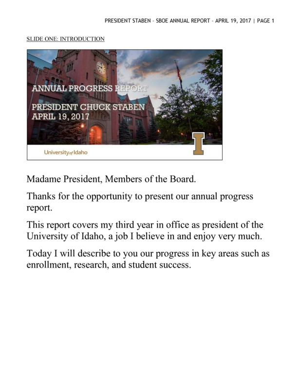 Annual Report to the SBOE