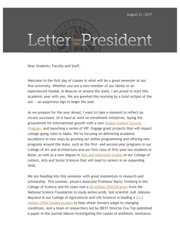 Welcome to a Great Year at UI