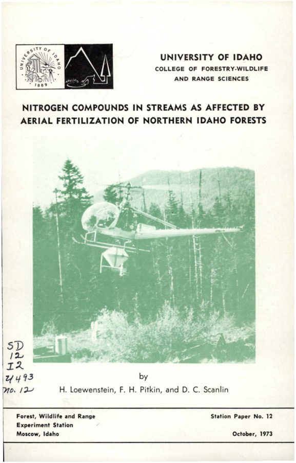 This paper is based on a study seeking to provide specific information relating to the impact of aerial fertilization on water quality of streams associated with three forest sites in northern Idaho.