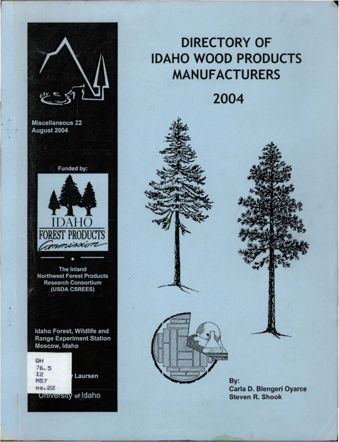 This Directory of Idaho Wood Products Manufacturers has been prepared to assist in marketing the wide variety of wood products produced in the State of Idaho.  It is our intent to list all wood products producers in the State that are interested in making their products and services available to potential customers.  Companies listed range from primary wood products manufacturers to specialized niche product producers.  Data published in this directory originated from several primary and secondary sources.