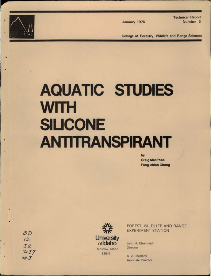 The report discusses the effect of silicone antitranspirant on insect drift to determine whether the stream fish that consume aquatic insects could be indirectly affected.