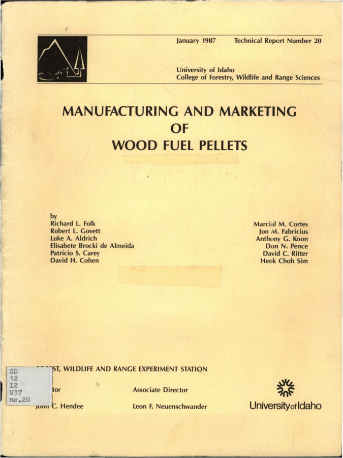 The report is a combination of papers developed by the students of the 'Topics in Forest Industry Management Course.'  It is a relatively extensive document of background information concerning the manufacturing and marketing of wood fuel pellets.