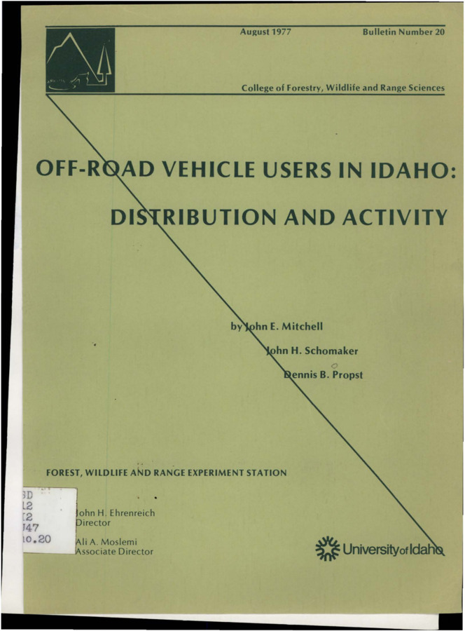 The bulletin provides an overview of part of a study of off-road vehicle users in Idaho.  It reports on the characteristics of off-road vehicle owners and estimates use patterns of off-road vehicle activity.