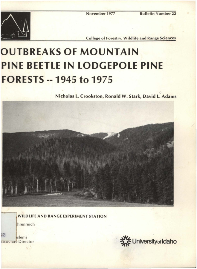 The bulletin describes the methods used to map historical locations of mountain pine beetles between 1945 and 1975 and tables infestations between 1910 and 1975.