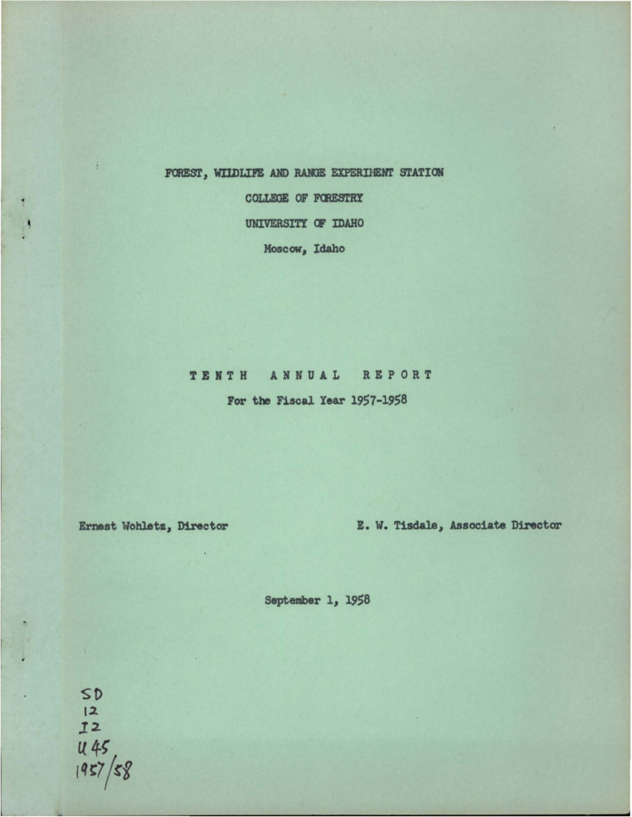 The report's introduction mentions the beginning of a forest genetics program conducted by Dr. Lawrence Inman.  It contains summaries and updates on research projects, including a page of nematode illustrations.
