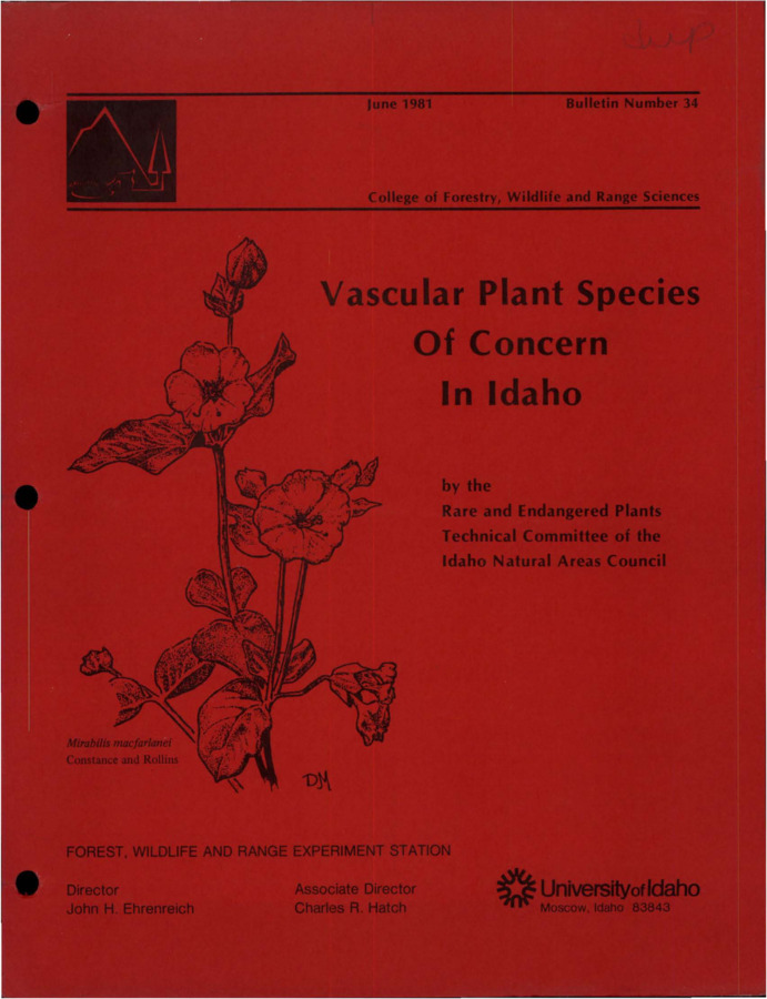 This guide lists plant taxa determined to be endangered or threatened at both federal concern (pink pages) and state concern (green pages).  Each listed taxa contains information about its location, land ownership, vegetation type, habitat, hazards, herbarium data, remarks, recommendations, references, and the evaluator.  Most listings also include a map indicating where in Idaho the plant is found.