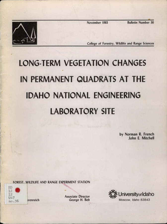 The objective of this study was to detect long-term changes in natural vegetation of the area (Snake River Plain) that could be due to various natural or anthropogenic factors.  Central to the goals of the sponsoring organization were detection and description of the effects of chronic exposure of plants to ionizing radiation from radionuclide deposited in the vicinity of test reactors and other facilities at the site.  Virtually nothing was known at the time about the sensitivity of native species of plants to chronic radiation, nor of the response of communities to such plant sensitivity.  Due to differences of grazing impact in various localities of the region, and to the fact that distinct vegetation types were evident, these factors were incorporated in the design of plot distribution.  Little was known of the long-term vegetation changes resulting from normal climatic variability or successional dynamics in the sagebrush-grass region.  There was much speculation but  little evidence of the impact of grazing in the region.  Large plots were established because of the desire to include numerous individual plants of each species in locations near radiation sources, and because some vegetation types are limited in extent.