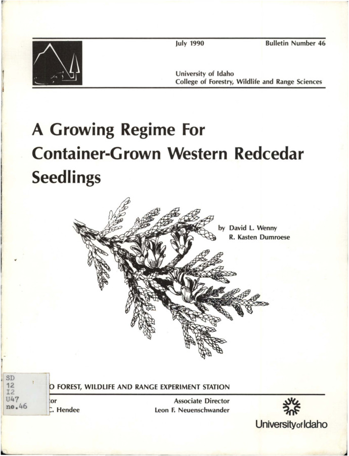 This article is a synopsis of the methodology used at the University of Idaho Forest Research Nursery to produce containerized western red cedar seedlings for research, conservation, and reforestation.