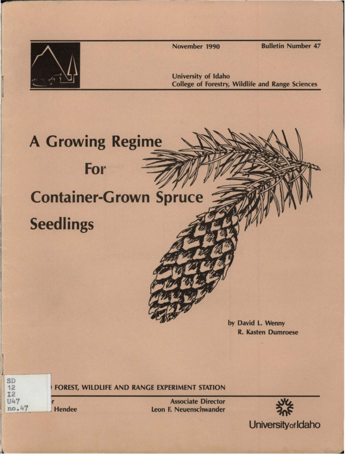 This article is a synopsis of the methodology used at the University of Idaho Forest Research Nursery to produce container-grown spruce seedlings for research, conservation, and reforestation.