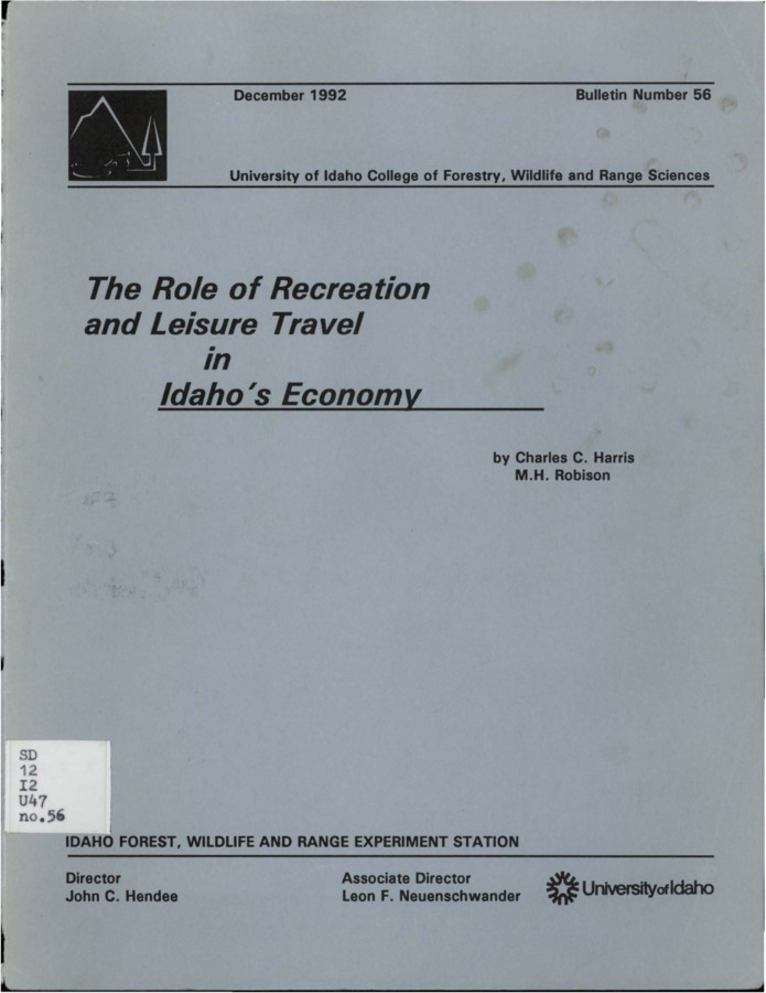 Recreation and other leisure travel spending appear to be increasingly significant contributors to Idaho's economic health.  This is especially true in particular communities and subregions in the state, such as Sandpoint, Coeur d'Alene, McCall, Sun Valley, and travel corridors such as those in southeastern Idaho that access the Yellowstone-Teton complex.  This study considers spending by recreation and leisure travelers in Idaho and the contribution of this spending to the state through economic diversification and rural economic development.  We first present the framework for our analysis, including Idaho's economic base, spatial features of the Idaho economy, and the economic role of recreation and leisure travel in Idaho.  This discussion of that role requires an understanding of the importance of both basic and service industries in Idaho's amenity economy.  That economy includes the spending by 'traditional tourists' (out-of-region visitors traveling for recreation or pleasure), convention travelers, and residents from particular Idaho regions active in leisure and recreation pursuits within those regions, as well as retirees, the independently wealthy and residents who are 'footloose,' or location-independent in their occupations.  Finally, that economy also includes interstate trade generated by amenity resources in Idaho's economy.  We then focus on our assessment of the extent to which expenditures by traditional tourists, in-region leisure travelers and convention travelers contribute to the Idaho economy, describing the results of a study conducted to collect these expenditure data and their use in three models of Idaho's regional economies.  The report concludes with a discussion of the major conclusions that can be drawn from our research.