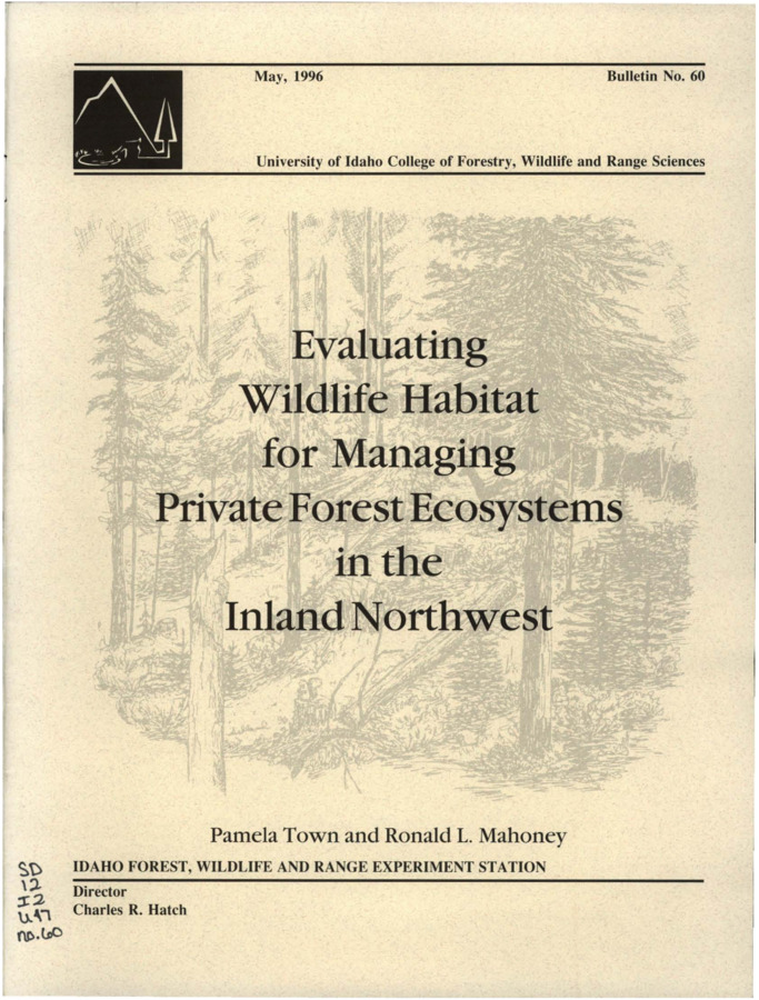 This itemized form is designed to be used by wildlife biologists, foresters, and natural resources professionals in the Inland Northwest, as well as by others with knowledge of wildlife habitat, vegetation, and other land characteristics.  This workbook, either alone or offered with a forest stewardship planning course, provides excellent background information on ecosystem management for private landowners, and explains how to incorporate this inventory in management planning.