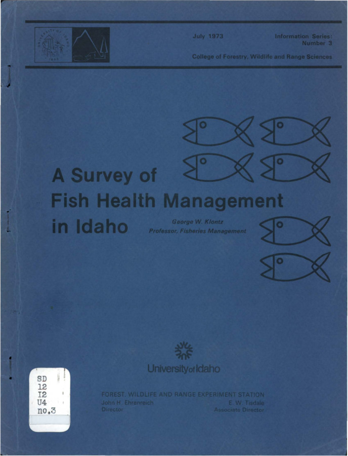 The report summarizes a survey conducted to inventory the status of fish health management in hatchery-raised salmonids and ictalurids in Idaho.