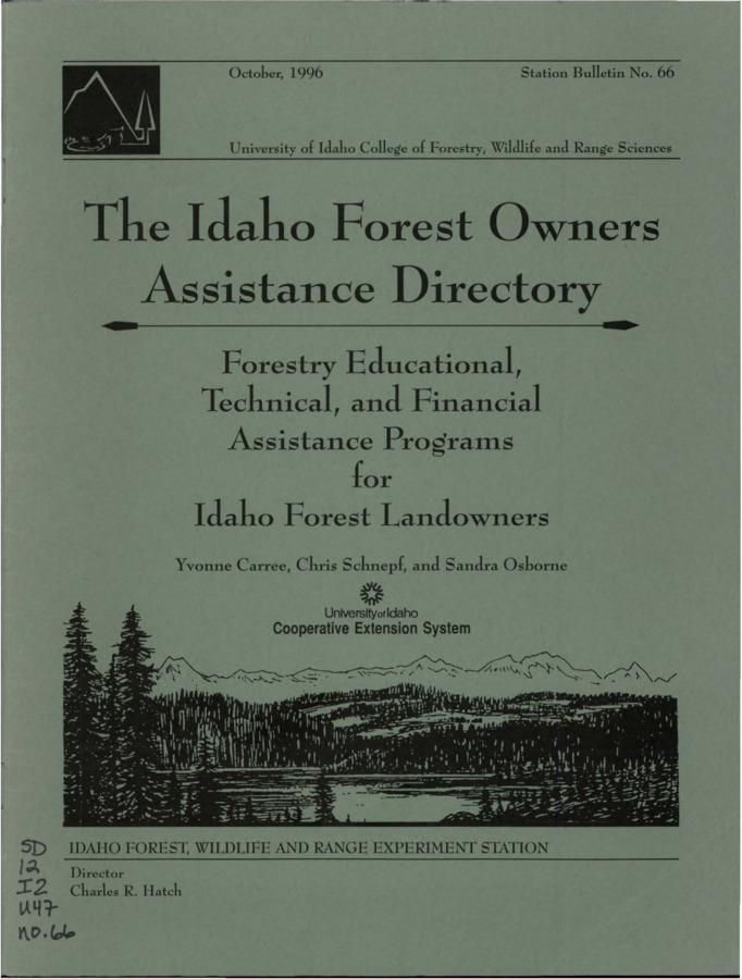 Forestry educational and assistance programs are available to Idaho Landowners from a variety of sources.  This publication is meant to help readers understand where the assistance they may need can be obtained.