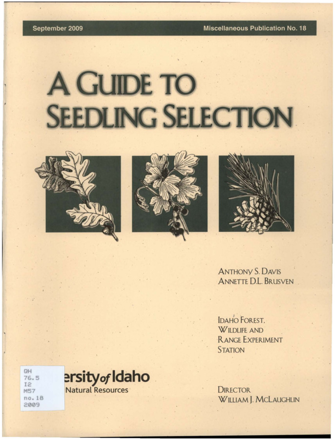 This issue of 'A Guide to Seedling Selection' includes useful information concerning financial programs meant to help potential tree growers start up new operations.  The guide also provides insight into various tree grower issues including weeds and animal damage.  At the end of the publication are descriptions of various ground cover types, shrubs, deciduous and coniferous trees, special packages as well as books, journals, and publications of tree growing concern.