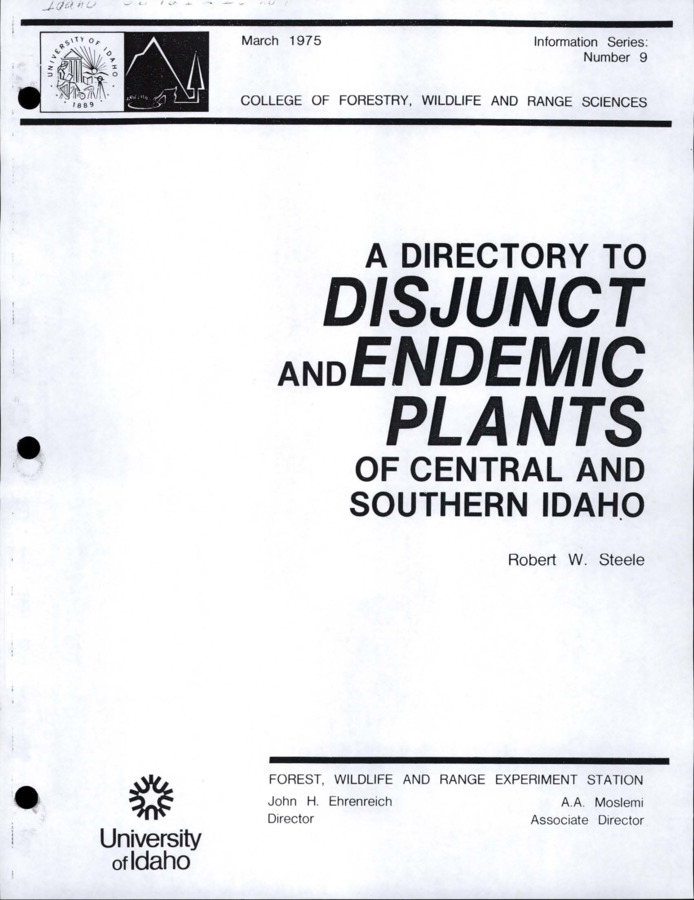The directory identifies locations of those plants in central and southern Idaho that have restricted distributions.